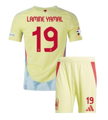 España Lamine Yamal #19 Segunda Equipación Niños Eurocopa 2024 Manga Corta (+ Pantalones cortos)